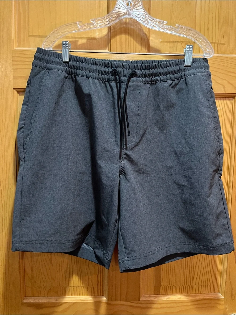 Men's Elastic-Waist Gray Casual Shorts